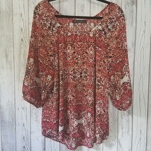 Rose & Olive Chiffon Blouse, GUC